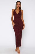 Merlot | Burgundy Lace Maxi Dress